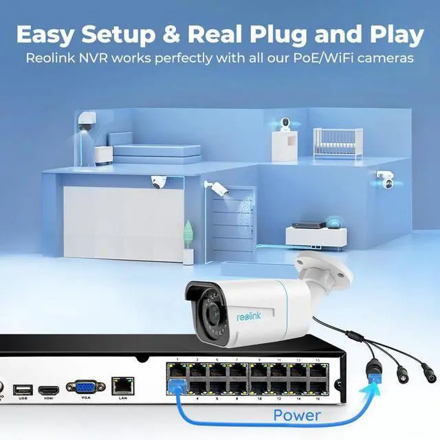 Alt view image 10 of 14 - REOLINK 24CH NVR(Max. 16 Wired Plus 8 Battery-powered WiFi Cams) for Home Security Camera System w/ 4TB HDD Included, Works with Reolink 16MP/12MP/4K/8MP/5MP/4MP PoE IP Cam, 24/7 Recording