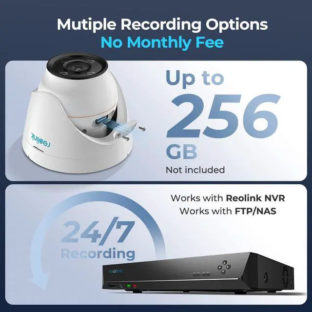 Alt view image 14 of 14 - REOLINK 12MP 6K RLC-1224A PoE Dome Camera Outdoor, 93° Wide Angle,700lm Color Night Vision, Human/Vehicle/Pet Detection, Two Way Talk, Up to 256GB microSD Card