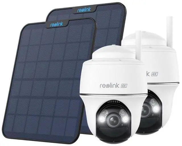 Alt view image 8 of 14 - Reolink 2pcs Argus PT Ultra With Black Solar Panel 2 4K 8MP Wireless PT Standalone Solar/Battery Camera with Spotlights, Dual-Band WiFi