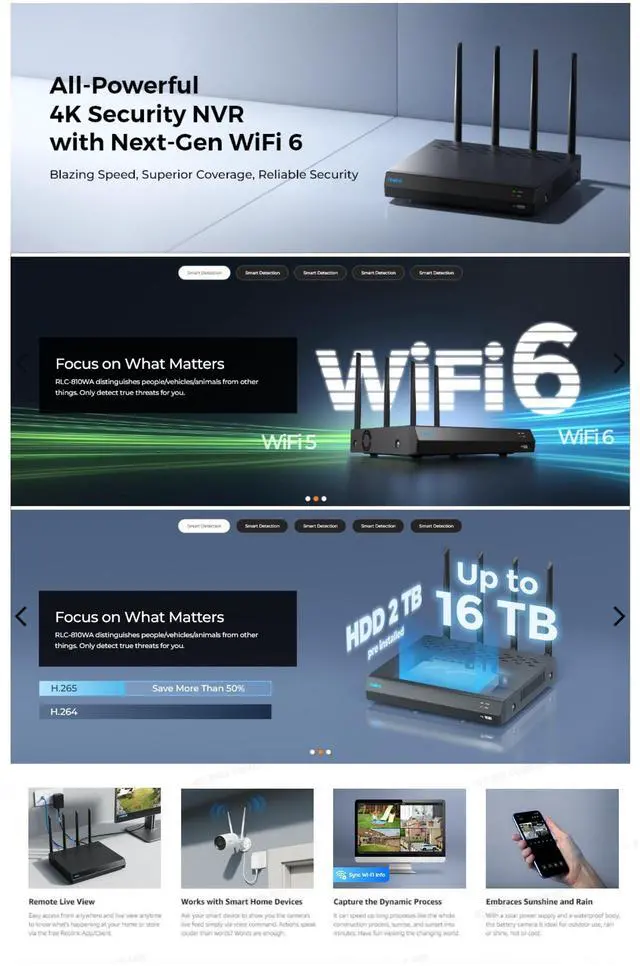 Alt view image 13 of 14 - REOLINK RLN12W 16CH WiFi NVR With Wi-Fi 6 and 2.4/5 GHz Dual-Band WiFi, Built-in 2TB HDD, Support 16MP/12MP/8MP/5MP/4MP Reolink Cameras, 24/7 Recording Home Security Camera System, Not PoE Ports