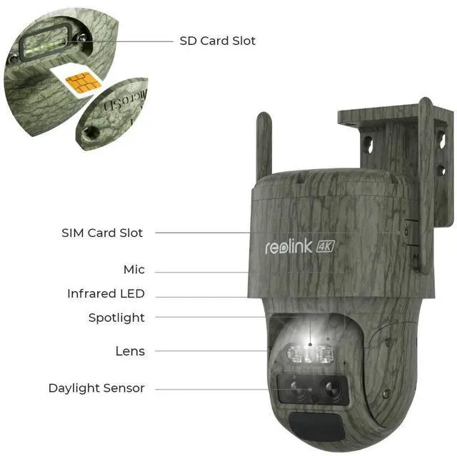 Alt view image 14 of 14 - Reolink 4G LTE Dual-Lens Battery Security Camera with Solar Panel Auto-Zoom Tracking