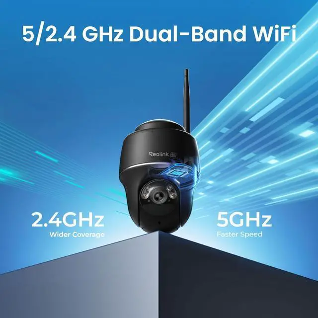 Alt view image 11 of 14 - Reolink 4K 8MP Black Battery Camera Wireless Pan & Tilt Standalone with Spotlights, 5/2.4 GHz Dual-Band WiFi, Person/Vehicle Detection