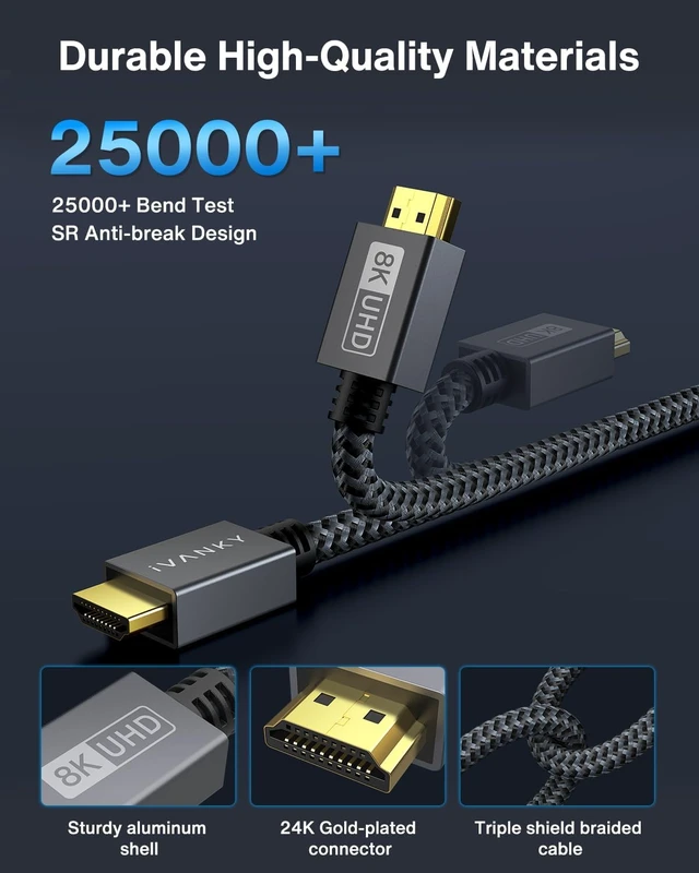 Alt view image 4 of 7 - 10K 8K HDMI Cable 10 ft 48Gbps HDMI 2.1 Cable Ultra High Speed