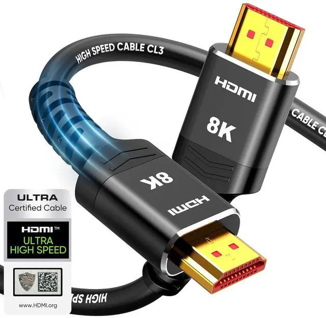 Main image of Certified HDMI 2.1 Cable, 10K 8K 4K 240Hz 144Hz 120Hz HDMI 2.1 Cord Ultra High Speed 48Gbps, Durable, Flexible, eARC for Soundbar to TV, 0.01ms HDR10+ HDCP2.3 Roku TV PC Monitor PS5-6.6ft