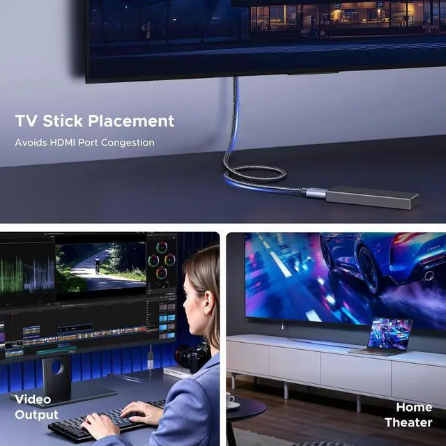Alt view image 3 of 7 - UGREEN 10K 8K@60Hz 4K@240Hz HDMI 2.1 Extender Male to Female Cable, 0.5FT