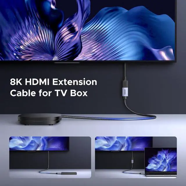 Alt view image 4 of 7 - UGREEN 10K 8K@60Hz 4K@240Hz HDMI 2.1 Extender Male to Female Cable, 0.5FT
