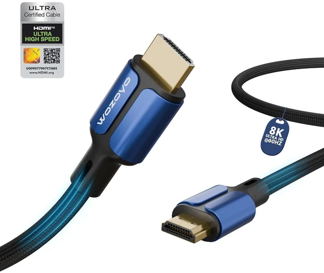 Main image of HDMI Cable V2.1 with Ethernet 8k@60Hz 4K@120Hz UHD Resolution 3.3 Feet Braided 48 Gbps Transfer Ultra High Speed HDR/HDR10/Dolby Vision Dolby Atmos and DTS:X Compatible with All HDMI Devices