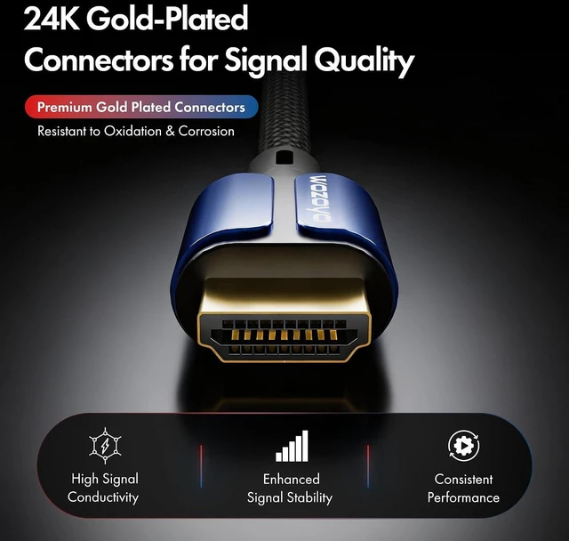 Alt view image 5 of 7 - HDMI Cable V2.1 with Ethernet 8k@60Hz 4K@120Hz UHD Resolution 3.3 Feet Braided 48 Gbps Transfer Ultra High Speed HDR/HDR10/Dolby Vision Dolby Atmos and DTS:X Compatible with All HDMI Devices