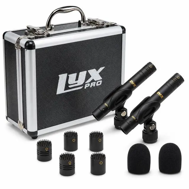Main image of SDPC-2 Stereo Pair Small Diaphragm Condenser Microphones, XLR Pencil Mic Set with Omni, Cardioid & Super Cardioid Capsules for Acoustic Guitar, Drums, Piano & Studio Recording