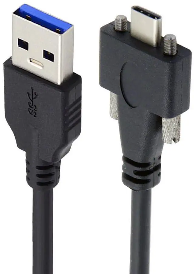 Main image of Vision Cable USB3.1 Type-C USB-C Dual Screws Locking to Type-A USB3.0 Data 10Gbps Power Cord Compatible with VR Industrial Camera Phone FPV Computer (3.0m)