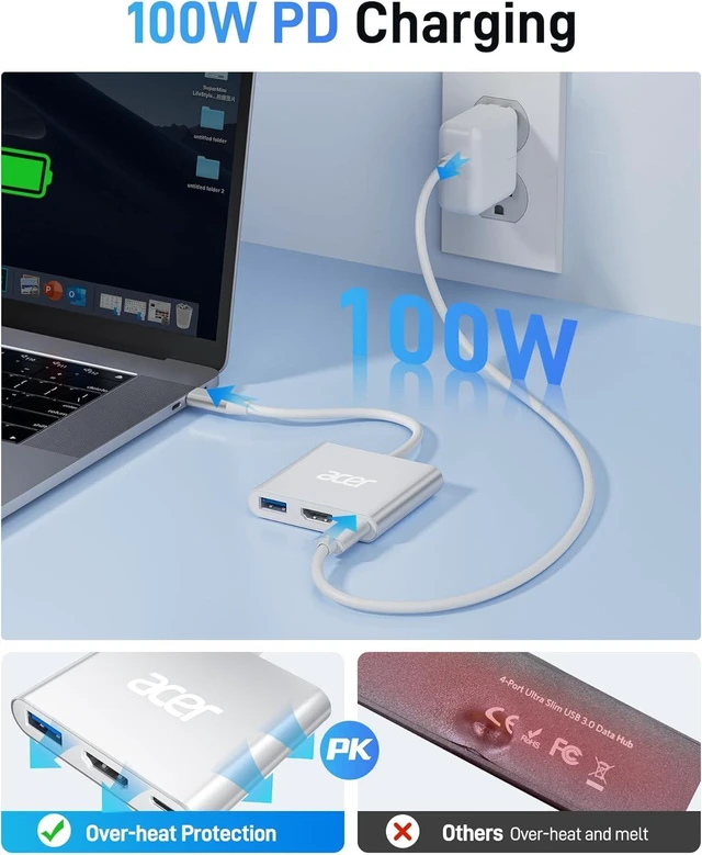 Alt view image 4 of 7 - acer USB C to HDMI Adapter Bundle with 6-in-1 USB C to Ethernet Adapter