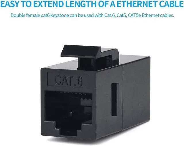 Alt view image 4 of 6 - 100 Pack Rj45 Coupler Cat6 Cat5 Cat5e Keystone Jack, Black | Network Cable Couplers Extender Adapter Wall Inline Patch Panel Connectors