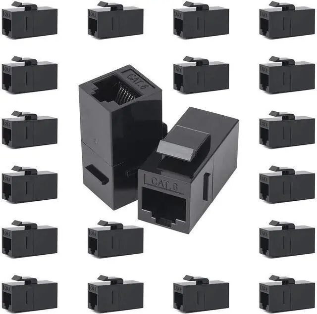 Alt view image 6 of 6 - 100 Pack Rj45 Coupler Cat6 Cat5 Cat5e Keystone Jack, Black | Network Cable Couplers Extender Adapter Wall Inline Patch Panel Connectors