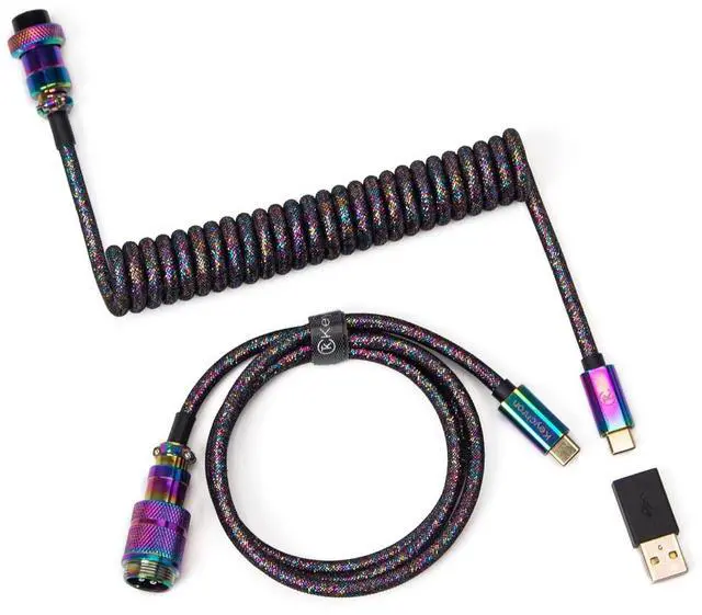 Main image of Keychron Colorful Premium Coiled Type-C Cable - Rainbow Plated Black