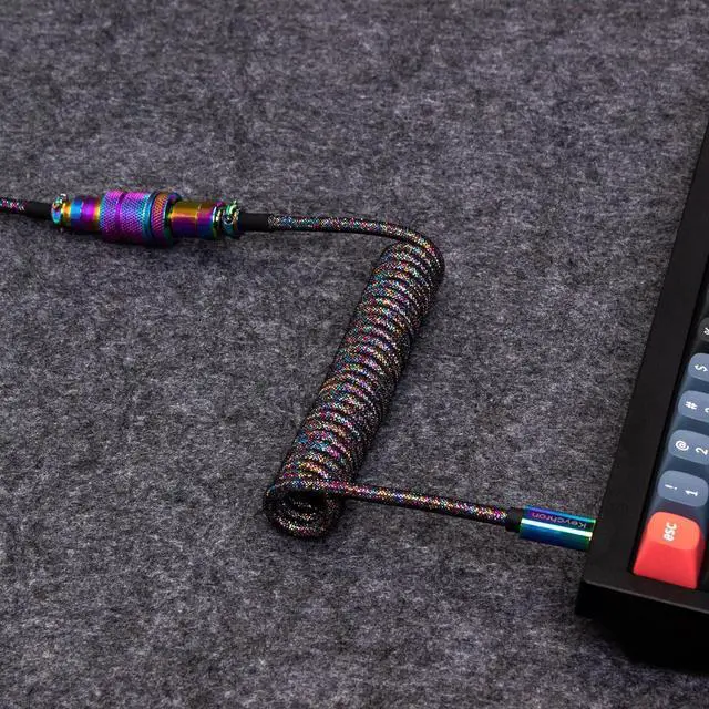 Alt view image 3 of 4 - Keychron Colorful Premium Coiled Type-C Cable - Rainbow Plated Black