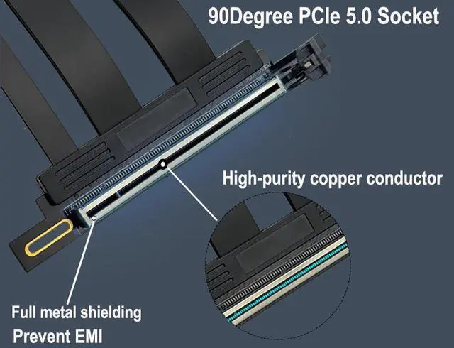 Alt view image 7 of 7 - 5cm PCI-e 5.0 X16 Riser Cable,PCIe Extension Card | 5cm 90Degree AngledSupport PCIe 5.0 GeForce RTX 40/RTX 50 Series AMD Radeon RX7000/RX9000 Series GPU Card