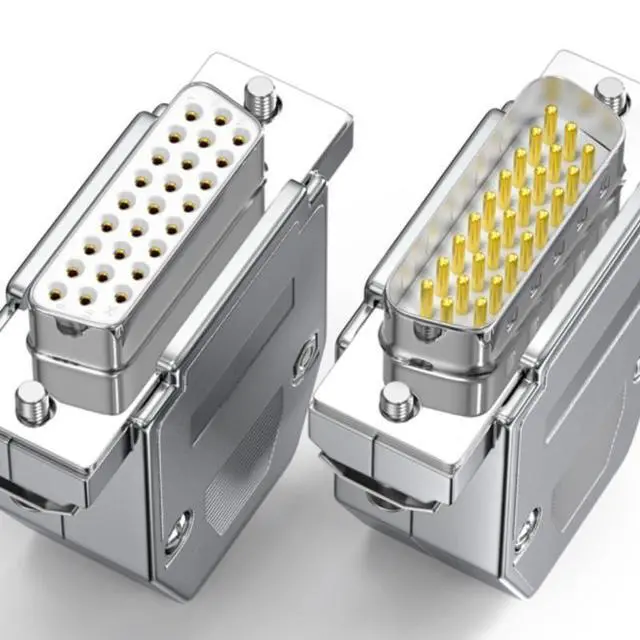 Alt view image 4 of 7 - DB26 Male Female Connector 3-Row 26 Pin Serial Plug 26P Chromium Plating ABS Plastic Shell Soldering Connectors(Male-Solid Pin)