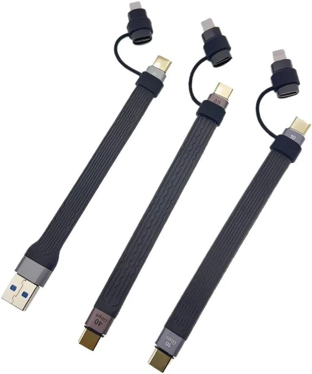 Alt view image 3 of 5 - 10Gbps Short Cable 2 in 1 PD 100W USB to Type C Converter Fast Adapter Cord USB4 40Gbps Cable(2in1 - C to C L)
