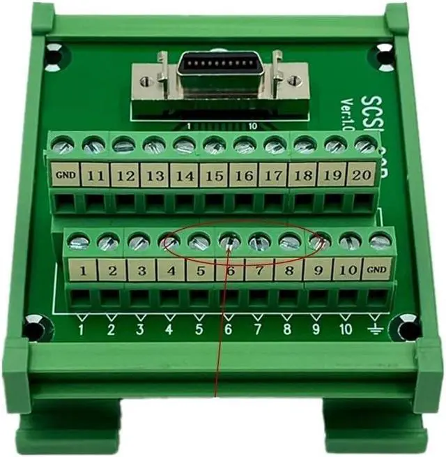 Alt view image 4 of 6 - SCSI-20P SCSI CN20 MDR Female Breakout Board 20 Pin Terminal Module Adapter DIN Rail Mounting HPCN20P(20P TB and 2m Cable)
