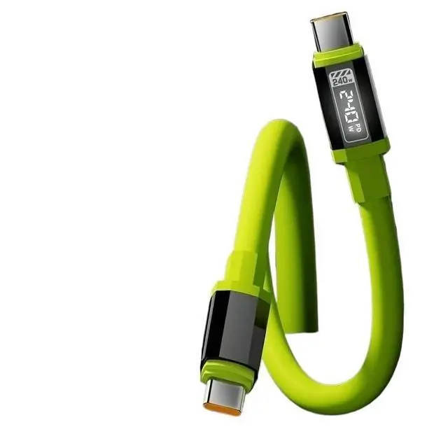 Alt view image 2 of 6 - All Type C to USB A C High Power Cord 240W with Power Screen(Green 1PCS 1.5M)