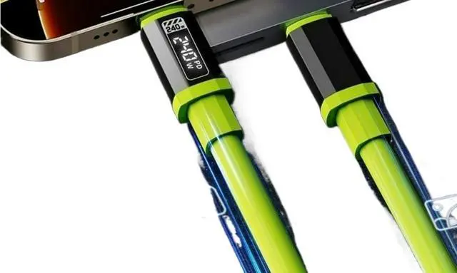 Alt view image 3 of 6 - All Type C to USB A C High Power Cord 240W with Power Screen(Green 1PCS 1.5M)