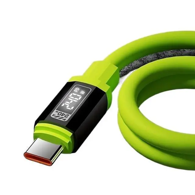 Alt view image 4 of 6 - All Type C to USB A C High Power Cord 240W with Power Screen(Green 1PCS 1.5M)