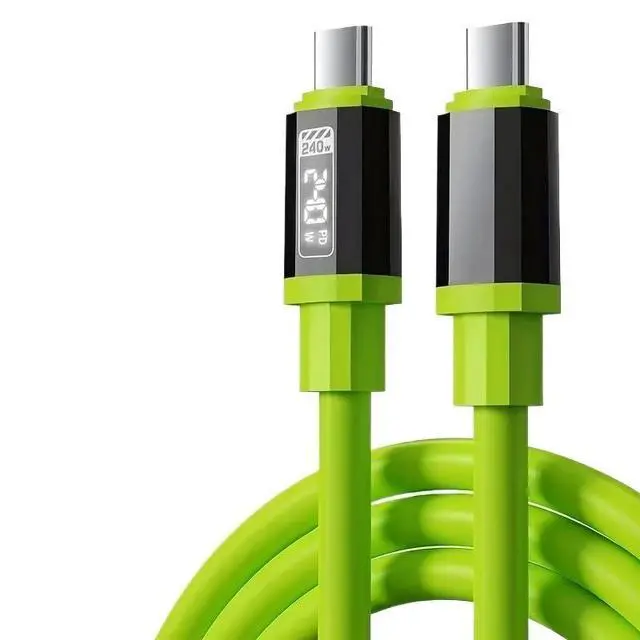 Alt view image 6 of 6 - All Type C to USB A C High Power Cord 240W with Power Screen(Green 1PCS 1.5M)