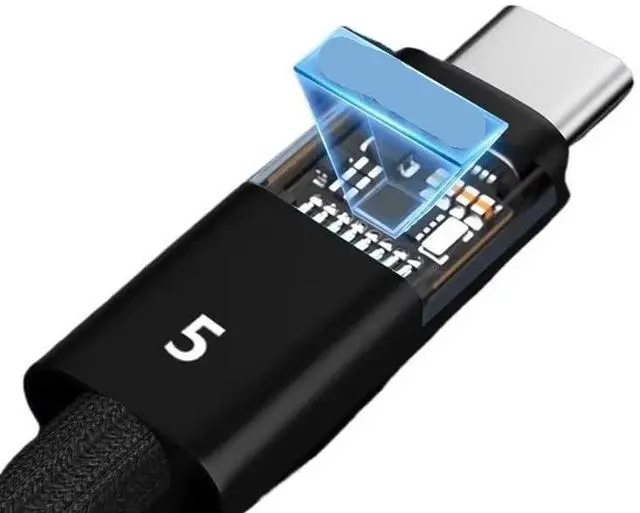 Alt view image 3 of 5 - PD 240w USB C to USBC 5 Full-Function Data Cable Fast 16K 60Hz Video Output Functional 80Gbps Transmission(0.5m)