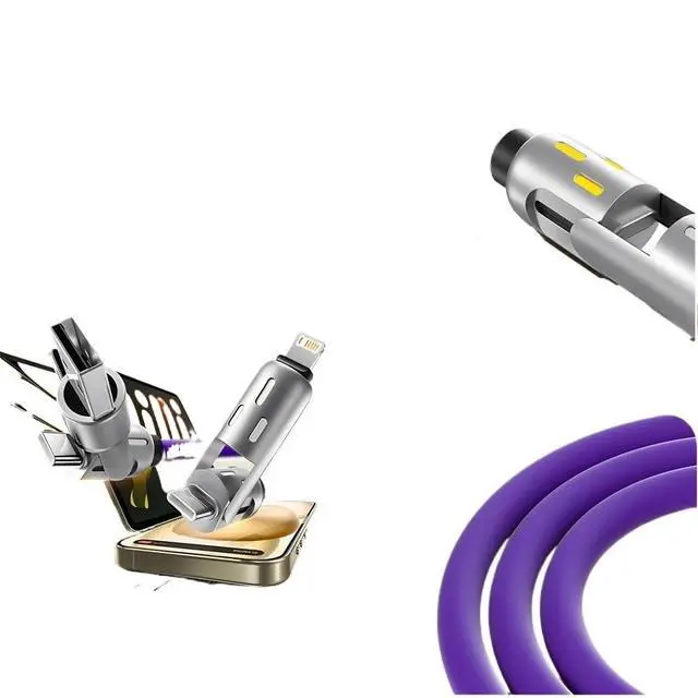 Alt view image 3 of 7 - 240W 4-in-1 Super Fast Cable RGB Breathing Light t2y>pe-c(2m,Purple)