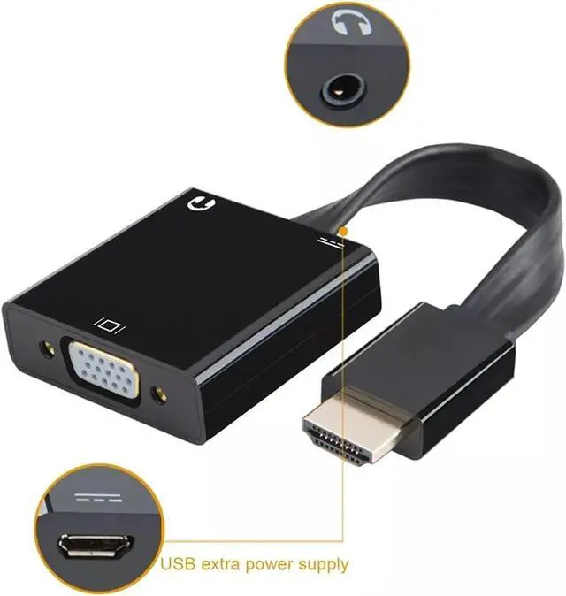 Alt view image 2 of 3 - HDMI to V/GA Adapter with &Power Port 1080P Active Male to Female Converter for P;S/5 P;S/4 PC M>oni>tor(White)