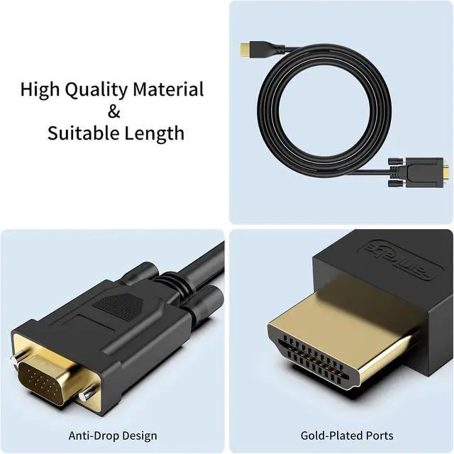 Alt view image 3 of 3 - HDMI-Compatible to V/GA Cord 1.83M for M>oni>tor 1080P 60Hz Adapter for PC Projector DVD Player HDTV