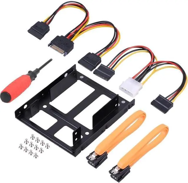 Main image of SSD Mounting Bracket Adapter 2.5 to 3.5 inch SSD Mounting Kit with SATA Cable and SATA Power Cable