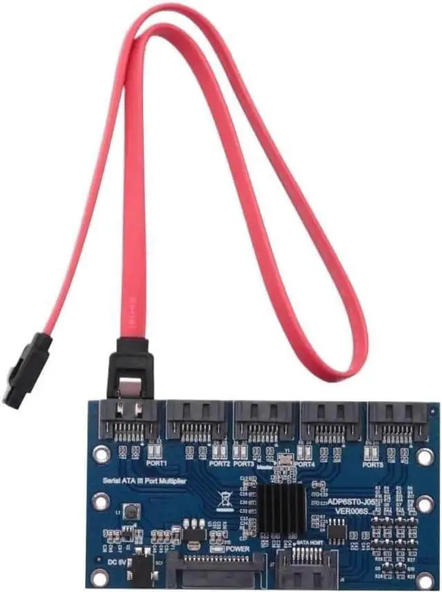 Alt view image 3 of 4 - Controller Card Motherboard Sata Expansion Card 1 to 5 Port Sata3.0 6Gbps Multiplier Sata Port Riser Card Adapter