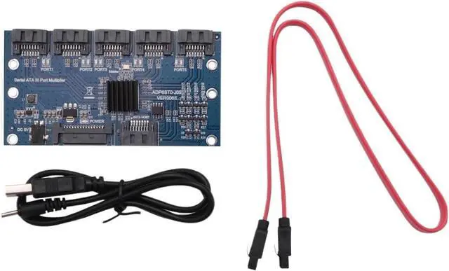 Alt view image 2 of 4 - Controller Card Motherboard Sata Expansion Card 1 to 5 Port Sata3.0 6Gbps Multiplier Sata Port Riser Card Adapter