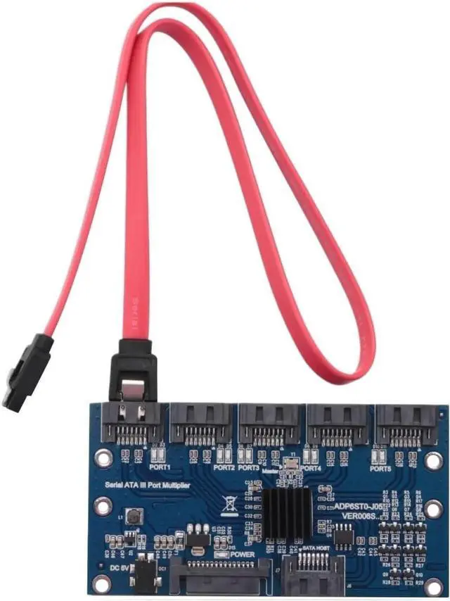 Alt view image 4 of 4 - Controller Card Motherboard Sata Expansion Card 1 to 5 Port Sata3.0 6Gbps Multiplier Sata Port Riser Card Adapter