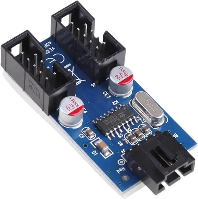 Alt view image 2 of 6 - 9pin USB Header Male 1 to 2 Female Extension Hub Splitter Adapter -Motherboard USB 2.0 Internal Cable 9 pin Connector X3UF