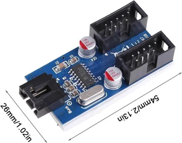 Alt view image 6 of 6 - 9pin USB Header Male 1 to 2 Female Extension Hub Splitter Adapter -Motherboard USB 2.0 Internal Cable 9 pin Connector X3UF
