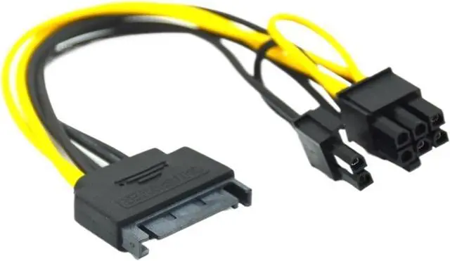 Alt view image 3 of 7 - Single SATA 15 Pin Turn to 8 Pin Graphics Card Power Connector Line 6PIN+2PIN Adapter Cable 15P to 8P Graphics Card Line Cable(SATA-182)