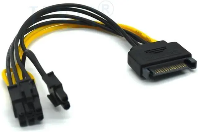 Alt view image 5 of 7 - Single SATA 15 Pin Turn to 8 Pin Graphics Card Power Connector Line 6PIN+2PIN Adapter Cable 15P to 8P Graphics Card Line Cable(SATA-182)