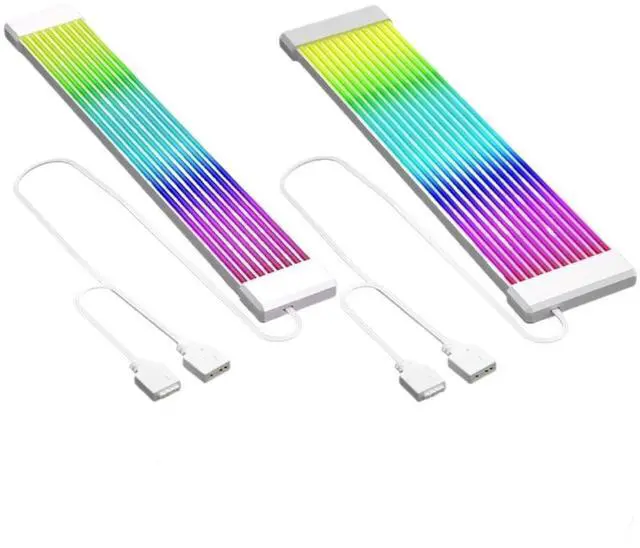 Alt view image 2 of 6 - 5V PC RGB GPU Cable 8/24PIN Motherboard Power Extension Cable ARGB Motherboard Cable for Computer Power Supply(White x8)