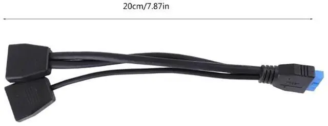 Alt view image 6 of 6 - 19-Pin Motherboard Cable USB3.0 1 to 2 Splitter Internal USB Hub