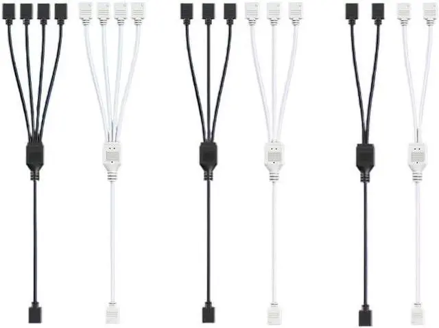 Main image of KUNSR ARGB Multi Splitter 5V 3PIN Connector 1 to 2/3/4 Chassis Fan Splitter Synchronization Tensile(1 to 4,Black)