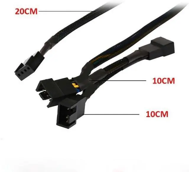 Alt view image 4 of 6 - Y-Cable for PWM 4pin Long Sleeve Fan Extension Hub Cables Motherboard CPU 4 pin to 2 3 4 Way 4Pin Cooler or 3pin Splitter(30CM,Black)