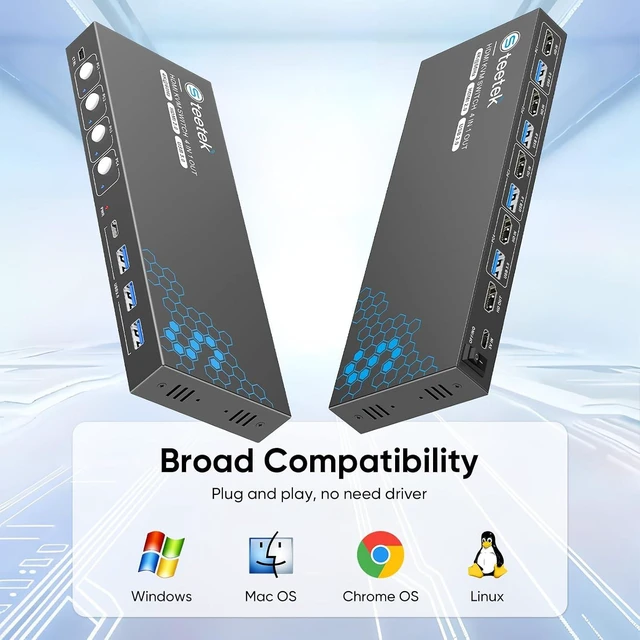 Alt view image 6 of 7 - Hearvo USB 3.0 HDMI KVM Switch for 4 Computers 1 Monitor, 4K@60Hz, S7415H