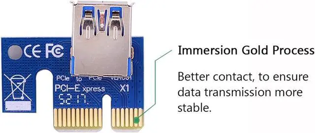 Alt view image 4 of 6 - 10PCS VER009S PCI-E Riser Card PCIE 1X to 16X Extender with LED Indicator + 0.6M USB 3.0 Cable / 6Pin Power Cord