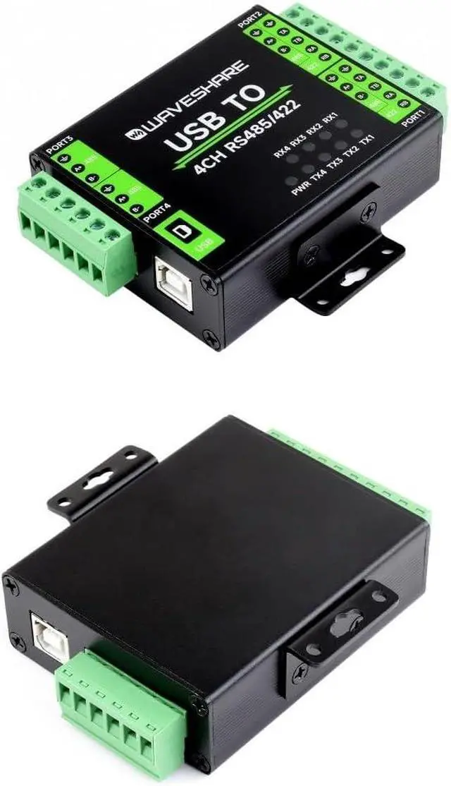 Alt view image 2 of 7 - Industrial Isolated USB to RS485/422 Converter, Original FT4232HL Chip, Supports USB to 2-Ch RS485 + 2-Ch RS485/422, Wall-Mount & Rail-Mount Support (USB to 4CH RS485/422)