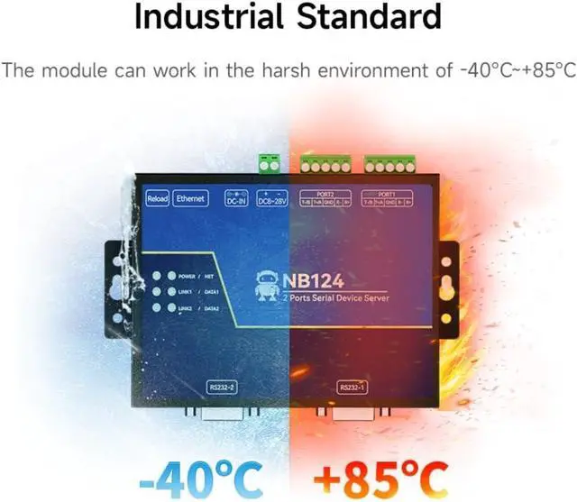 Alt view image 7 of 7 - 2-Channel Serial Server Edge Computing Gateway RS232 RS422 RS485 RJ45 Modbus Gateway NB124ES POE Receiving Power TCP/UDP/MQTT DC 8-28V