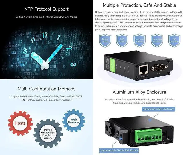 Alt view image 6 of 7 - RS232/485/422 to RJ45 Ethernet Module with POE Function, TCP/IP to Serial, Bi-Directional Transparent Transmission, Suitable for Data Acquisition @XYGStudy (RS232/485/422 to POE ETH (B))