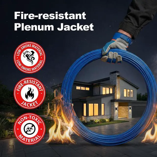Alt view image 7 of 7 - Big-A - Plenum Ethernet Cable 1000ft, Bulk Cat5e Cable (CMP) Gigabit Solid Network Wire, 350MHz Cat5e Ethernet Cord, Unshielded Twisted Pair (UTP) - Blue