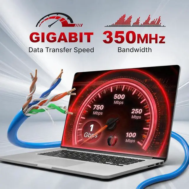 Alt view image 2 of 7 - Big-A - Plenum Ethernet Cable 1000ft, Bulk Cat5e Cable (CMP) Gigabit Solid Network Wire, 350MHz Cat5e Ethernet Cord, Unshielded Twisted Pair (UTP) - Blue